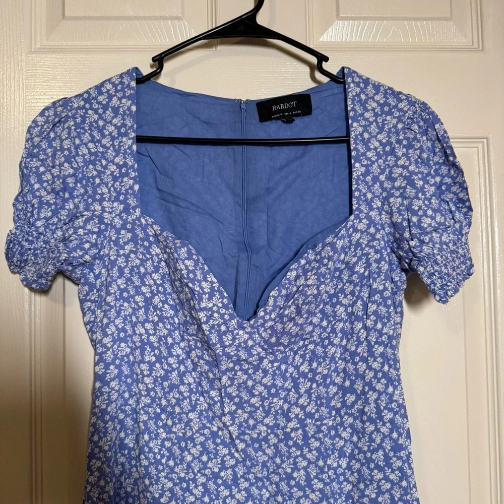 Bardot Light Blue Floral Midi Dress Size S - Picture 5 of 11